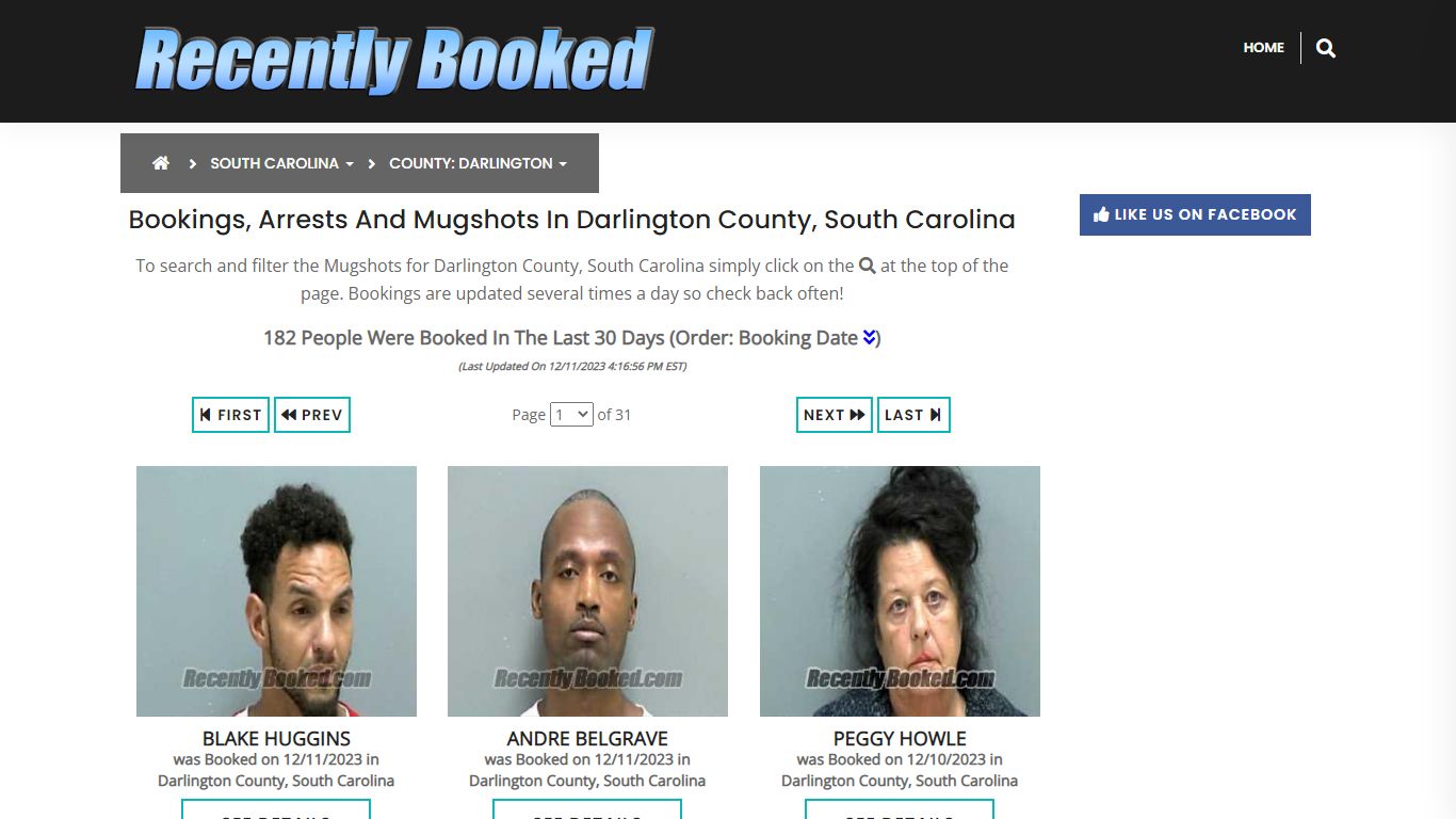 Recent bookings, Arrests, Mugshots in Darlington County, South Carolina