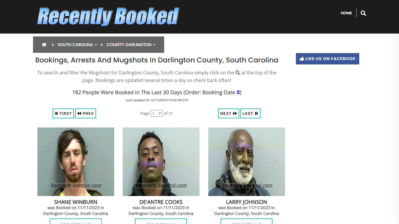 Recent bookings, Arrests, Mugshots in Darlington County, South Carolina